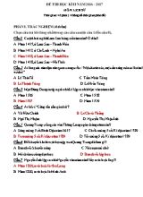 Đề thi học kỳ II môn Lịch sử 7 - Năm học 2016-2017